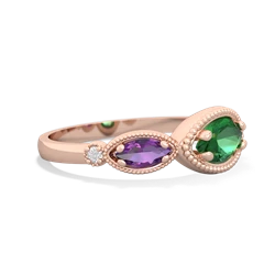 Lab Emerald Milgrain Marquise 14K Rose Gold ring R5700