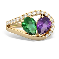 Lab Emerald Nestled Heart Keepsake 14K Yellow Gold ring R5650