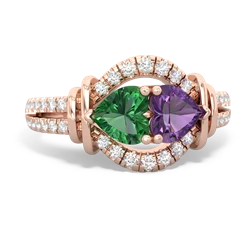 Lab Emerald Art-Deco Keepsake 14K Rose Gold ring R5630