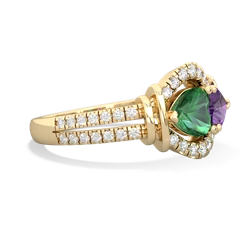 Lab Emerald Art-Deco Keepsake 14K Yellow Gold ring R5630