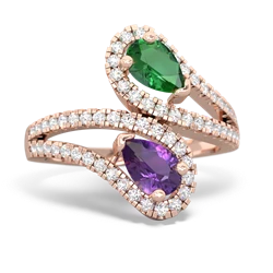 Lab Emerald Diamond Dazzler 14K Rose Gold ring R3000