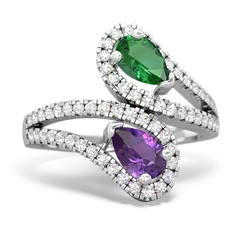 Lab Emerald Diamond Dazzler 14K White Gold ring R3000