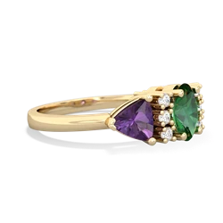 Lab Emerald Antique Style Three Stone 14K Yellow Gold ring R2186