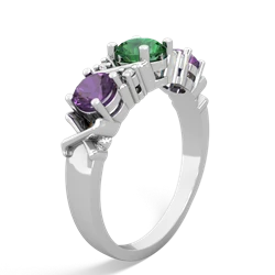 Lab Emerald Hugs And Kisses 14K White Gold ring R5016