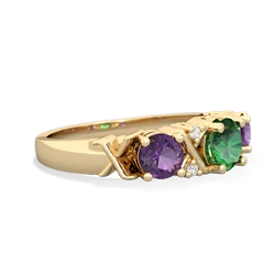 Lab Emerald Hugs And Kisses 14K Yellow Gold ring R5016