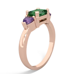 Lab Emerald Three Stone 14K Rose Gold ring R5235