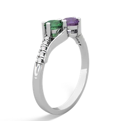 Lab Emerald Infinity Pave Two Stone 14K White Gold ring R5285