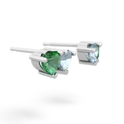 Lab Emerald Sweethearts 14K White Gold earrings E5260