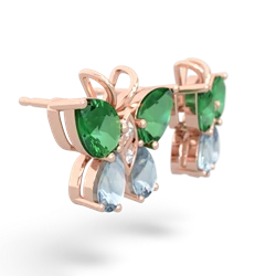 Lab Emerald Butterfly 14K Rose Gold earrings E2215