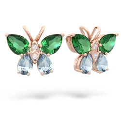 Lab Emerald Butterfly 14K Rose Gold earrings E2215