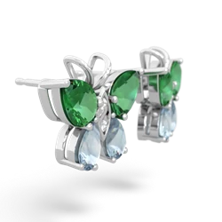 Lab Emerald Butterfly 14K White Gold earrings E2215