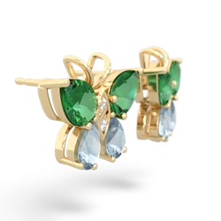 Lab Emerald Butterfly 14K Yellow Gold earrings E2215