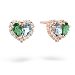Lab Emerald Halo 14K Rose Gold earrings E7008