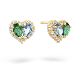 Lab Emerald Halo 14K Yellow Gold earrings E7008