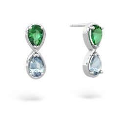 Lab Emerald Infinity 14K White Gold earrings E5050