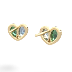 Lab Emerald 'Our Heart' 14K Yellow Gold earrings E5072