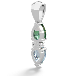Lab Emerald Bowtie Drop 14K White Gold pendant P0865