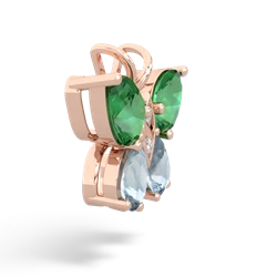 Lab Emerald Butterfly 14K Rose Gold pendant P2215