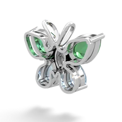 Lab Emerald Butterfly 14K White Gold pendant P2215