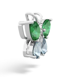 Lab Emerald Butterfly 14K White Gold pendant P2215