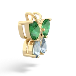 Lab Emerald Butterfly 14K Yellow Gold pendant P2215