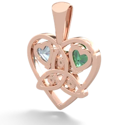 Lab Emerald Celtic Trinity Heart 14K Rose Gold pendant P5331