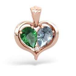 Lab Emerald Two Become One 14K Rose Gold pendant P5330