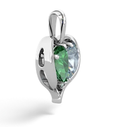 Lab Emerald Two Become One 14K White Gold pendant P5330