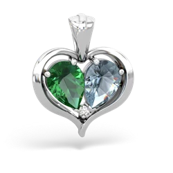 Lab Emerald Two Become One 14K White Gold pendant P5330