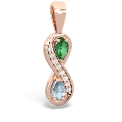 Lab Emerald Diamond Infinity 14K Rose Gold pendant P5390