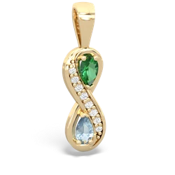 Lab Emerald Diamond Infinity 14K Yellow Gold pendant P5390