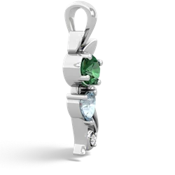 Lab Emerald Kitten 14K White Gold pendant P5780