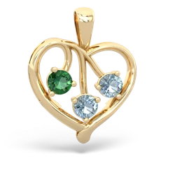 Lab Emerald Glowing Heart 14K Yellow Gold pendant P2233