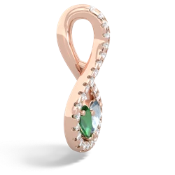 Lab Emerald Pave Twist 'One Heart' 14K Rose Gold pendant P5360