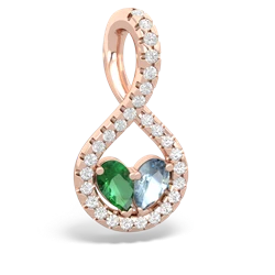 Lab Emerald Pave Twist 'One Heart' 14K Rose Gold pendant P5360