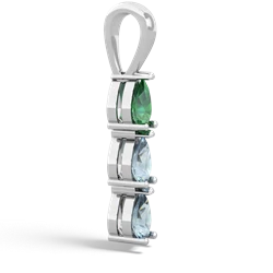 Lab Emerald Dew Drops 14K White Gold pendant P2251