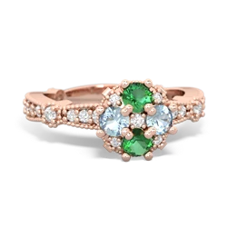 Lab Emerald Sparkling Tiara Cluster 14K Rose Gold ring R26293RD