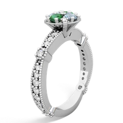 Lab Emerald Sparkling Tiara Cluster 14K White Gold ring R26293RD