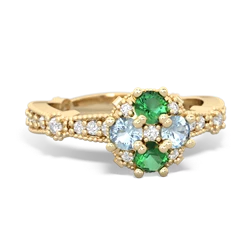 Lab Emerald Sparkling Tiara Cluster 14K Yellow Gold ring R26293RD