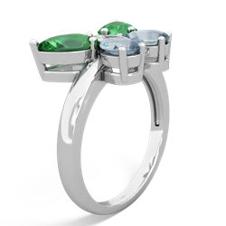 Lab Emerald Butterfly 14K White Gold ring R2215