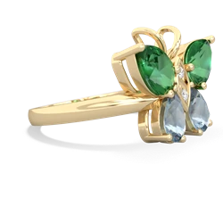 Lab Emerald Butterfly 14K Yellow Gold ring R2215