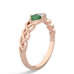 Lab Emerald Heart To Heart Braid 14K Rose Gold ring R5870