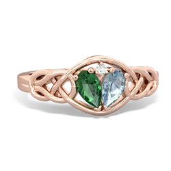 Lab Emerald Celtic Love Knot 14K Rose Gold ring R5420