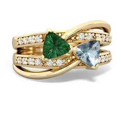 Lab Emerald Bowtie 14K Yellow Gold ring R2360