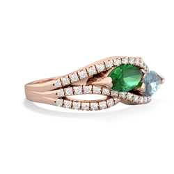 Lab Emerald Diamond Rivers 14K Rose Gold ring R3070