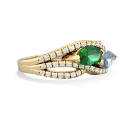 Lab Emerald Diamond Rivers 14K Yellow Gold ring R3070