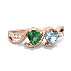 Lab Emerald Side By Side 14K Rose Gold ring R3090