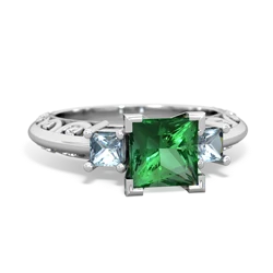 Lab Emerald Eternal Embrace Engagement 14K White Gold ring C2001