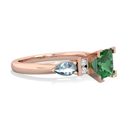 Lab Emerald 6Mm Princess Eternal Embrace Engagement 14K Rose Gold ring C2002