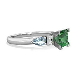 Lab Emerald 6Mm Princess Eternal Embrace Engagement 14K White Gold ring C2002